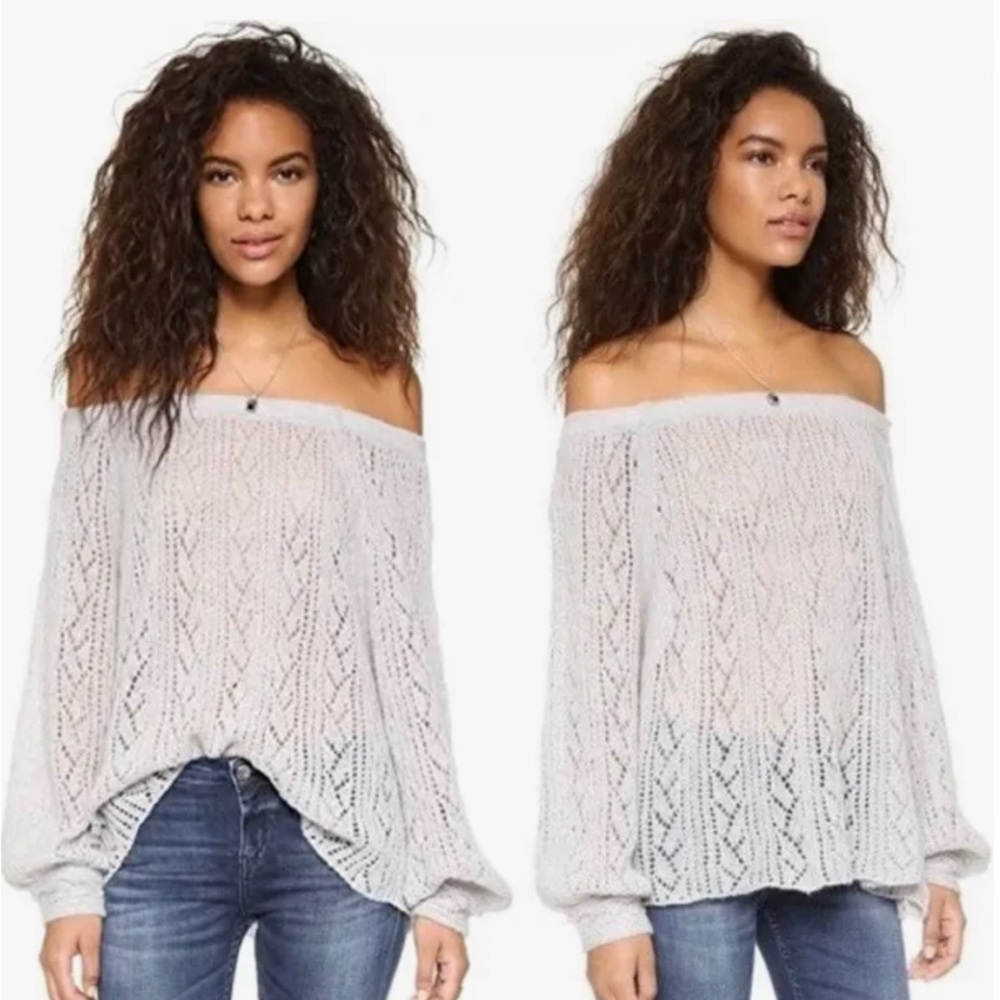 Free people gray sweater off the shoulders